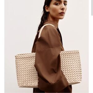 ELONGATED WOVEN BRAIDED SHOPPER TOTE BAG